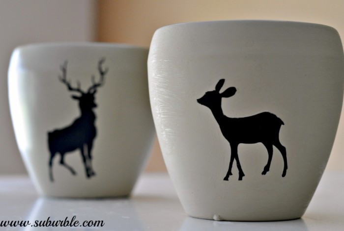 Buck and Doe Silhouette Flower Pots