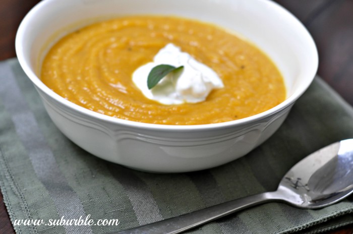 Roasted Butternut Soup with Minted Sour Cream - Suburble