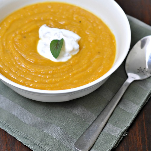 Roasted Butternut Squash Soup with Minted Sour Cream square