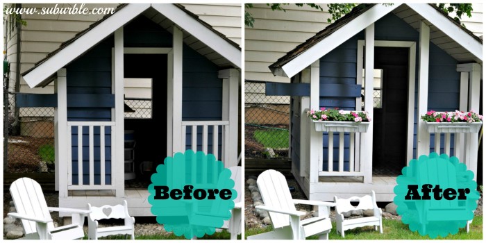 The Playhouse Project - Flower Boxes before and after