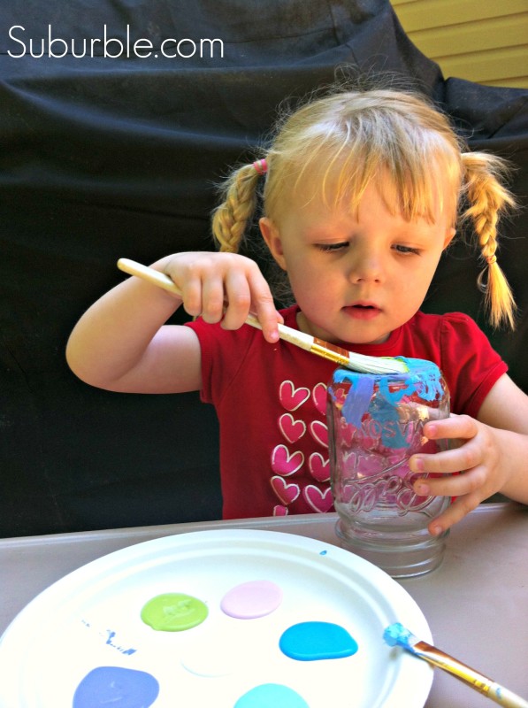 Painting Mason jar Lanterns  3-  Suburble