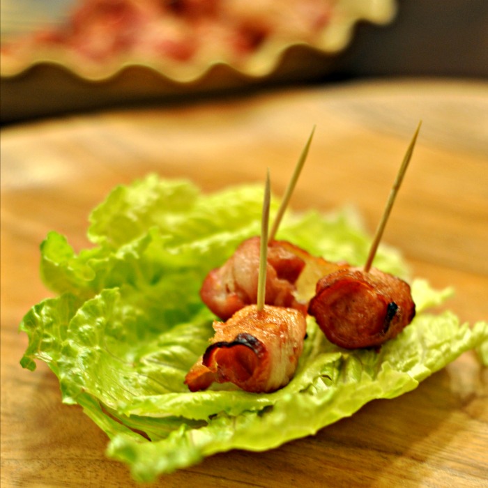 Bacon Wrapped Sausages on Lettuce - Suburble.com
