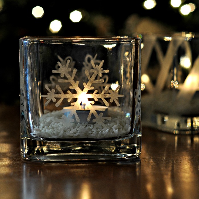 Etched Glass Candle Holders