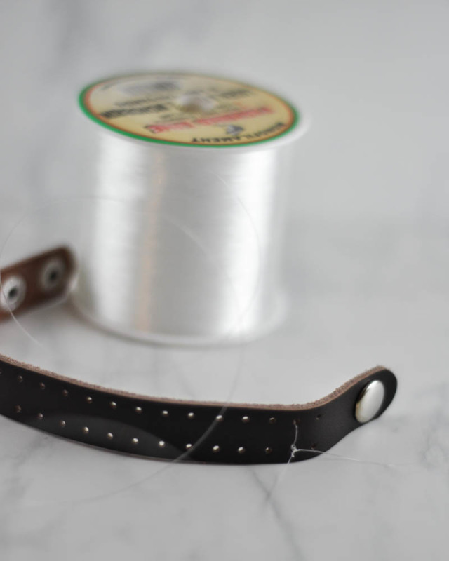 Silver Heart leather cuff tutorial - tying the fishing line - Suburble.com (1 of 1)