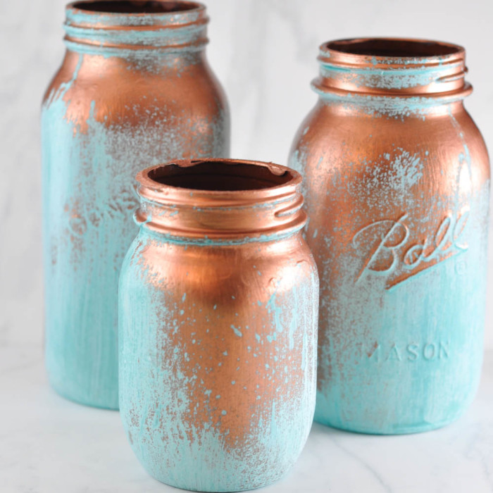 Mason Jars With A Blue Patina