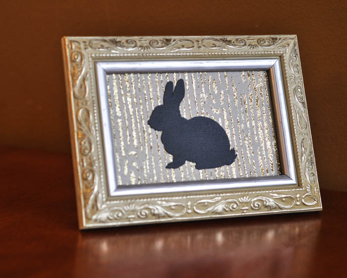 Mod Podge Rocks Wood Grain Stencil framed with rabbit silhouette - Suburble.com (1 of 1)