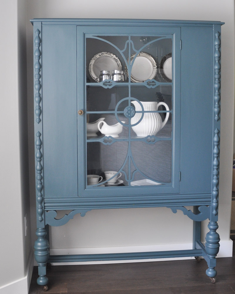 China Cabinet with Fusion Homestead Blue Makeover