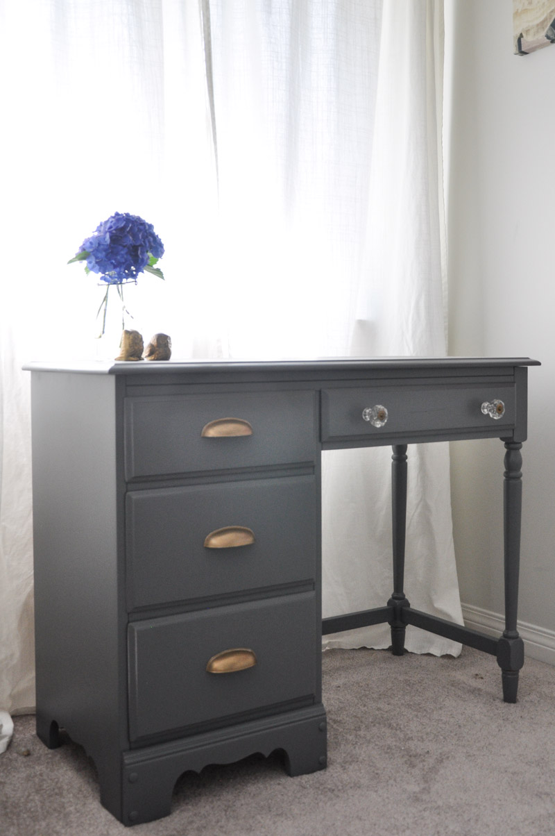 Desk Makeover - Grey and Gold Accents - With the Homeright Sprayer-2-2