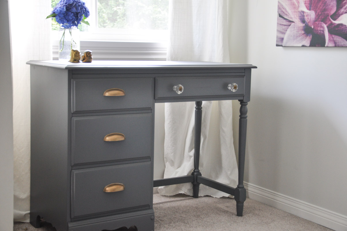 Desk Makeover - Grey and Gold Accents - With the Homeright Sprayer-4-2
