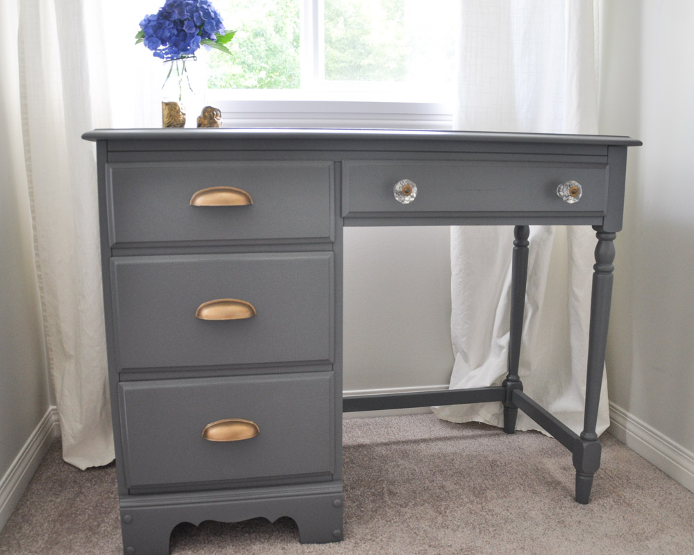 Desk Makeover - Grey and Gold Accents - With the Homeright Sprayer-6-2