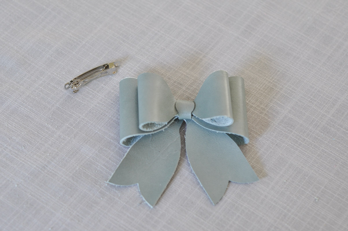 Leather Hair Accessories: Sea Glass Flowers and Bow Barrettes