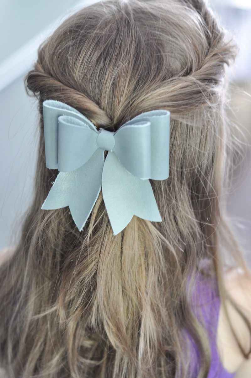 Leather Hair Accessories: Sea Glass Flowers and Bow Barrettes