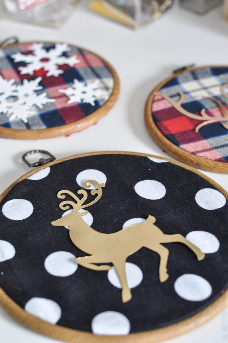 Deer Embroidery Hoop Christmas Wall Art With Sizzix-8