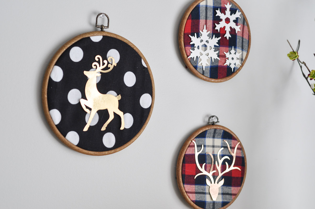 Deer Embroidery Hoop Christmas Wall Art With Sizzix-9