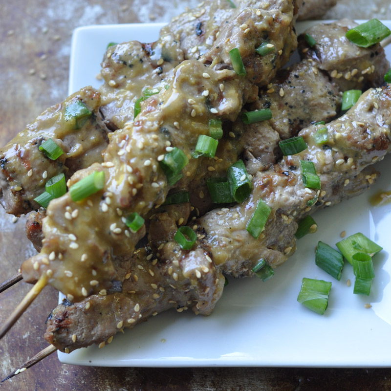 Miso-Maple Pork Tenderloin Skewers