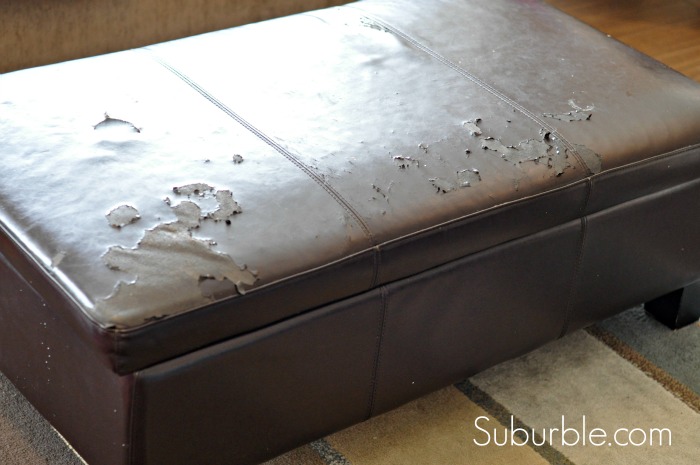 The No Sew Way To Recover An Ottoman, How To Recover A Leather Headboard