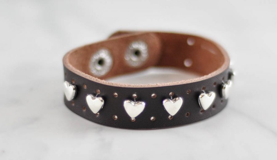 Easy Heart-Studded Leather Cuff