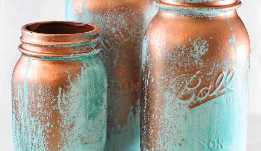 Mason Jars With A Blue Patina