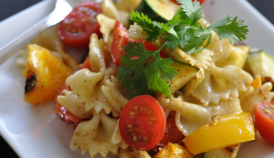 Grilled Vegetable Pasta Salad with Sweet Curried Dressing