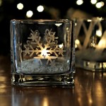 Snowflake-Etched Candleholders