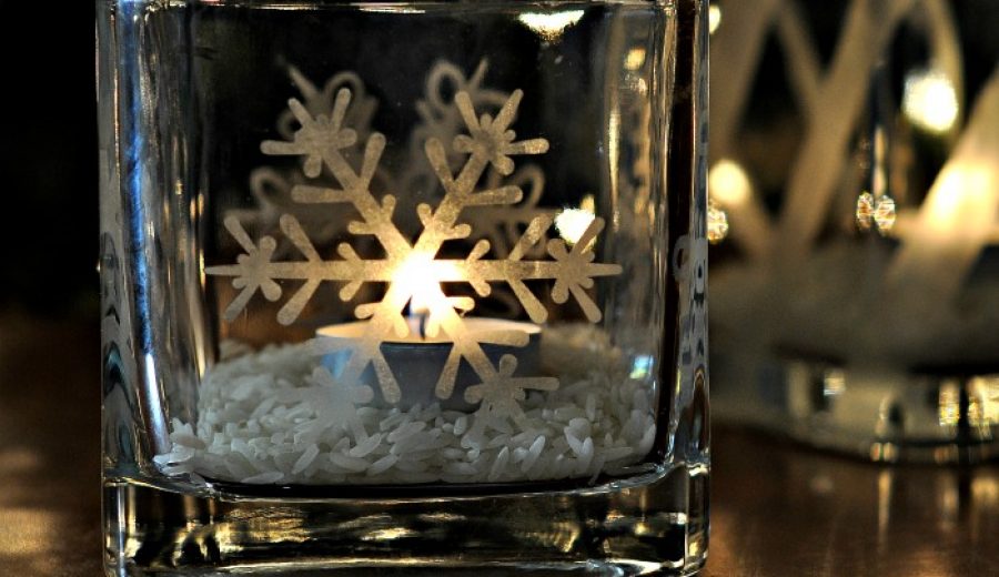 Snowflake-Etched Candleholders