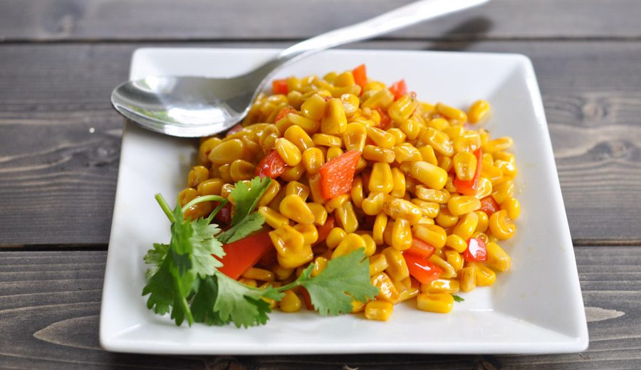 Stir Fried Corn with Chilli Coconut Sauce