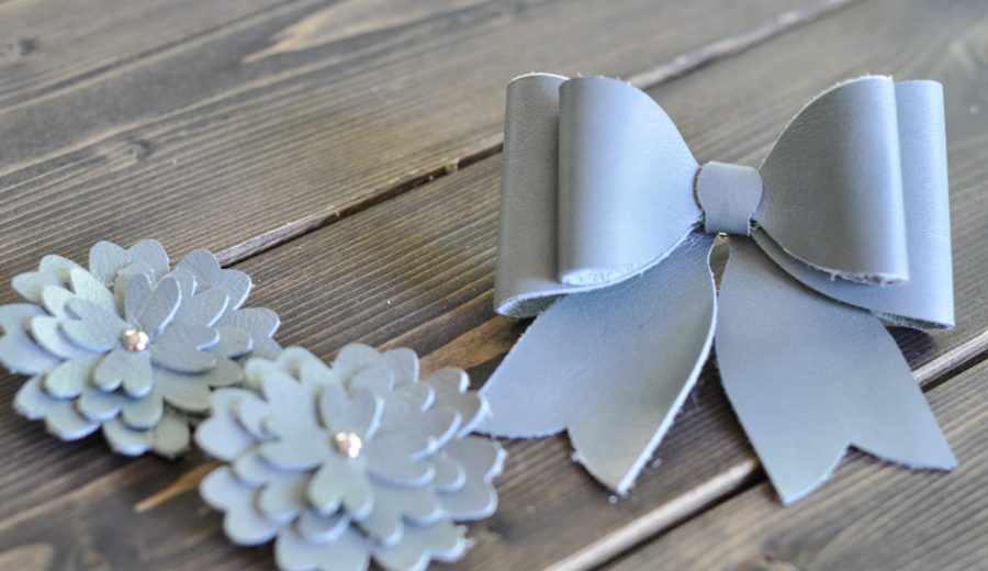 Leather Hair Accessories: Sea Glass Flowers and Bow Barrettes