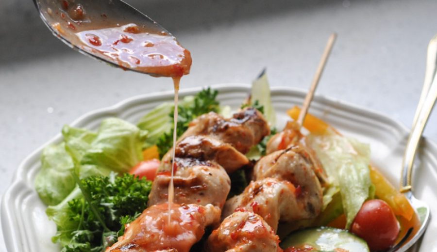 Sweet Thai Chilli Salad Dressing and Chicken Kabobs