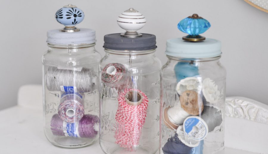 Mason Jar Storage with Decorative Knobs