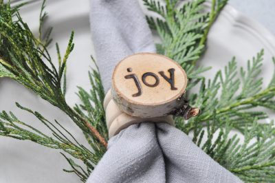 Holiday Wood Slice Napkin Rings